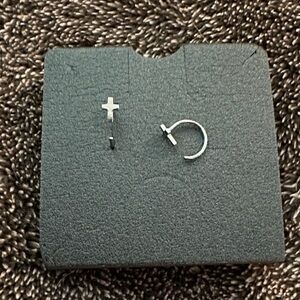 Sterling Silver Cross and Hoop Earrings